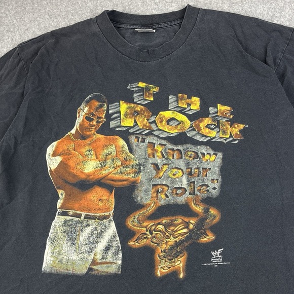 Alstyle Other - VTG The Rock T Shirt Mens Large WWF 1998 Know Your Role Doesn't Bleed Wrestling